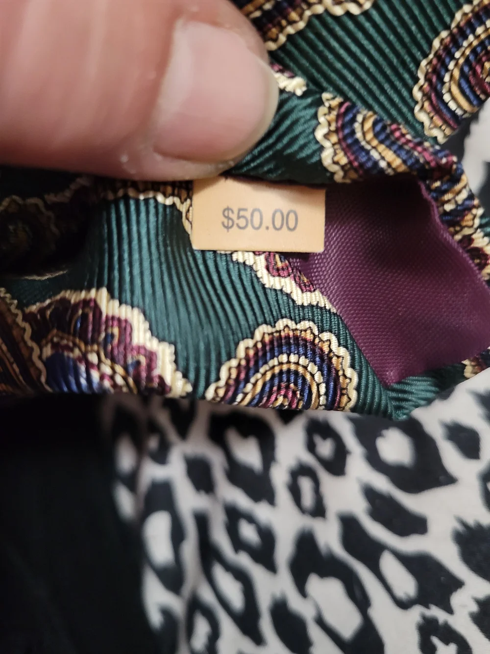 Brixton Green Paisley Silk Tie with Tan and Purple Accents